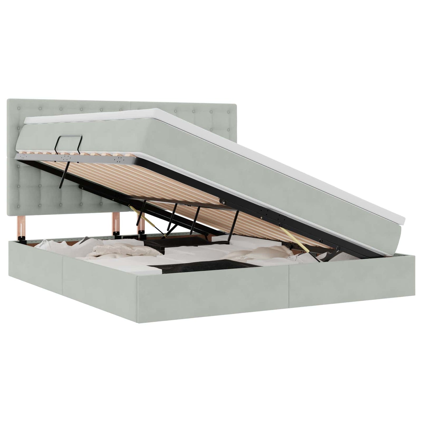 Letto con contenitore e materasso Grigio chiaro 180 x 200 cm | homemem39