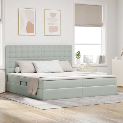 Letto con contenitore e materasso Grigio chiaro 200 x 200 cm | homemem39