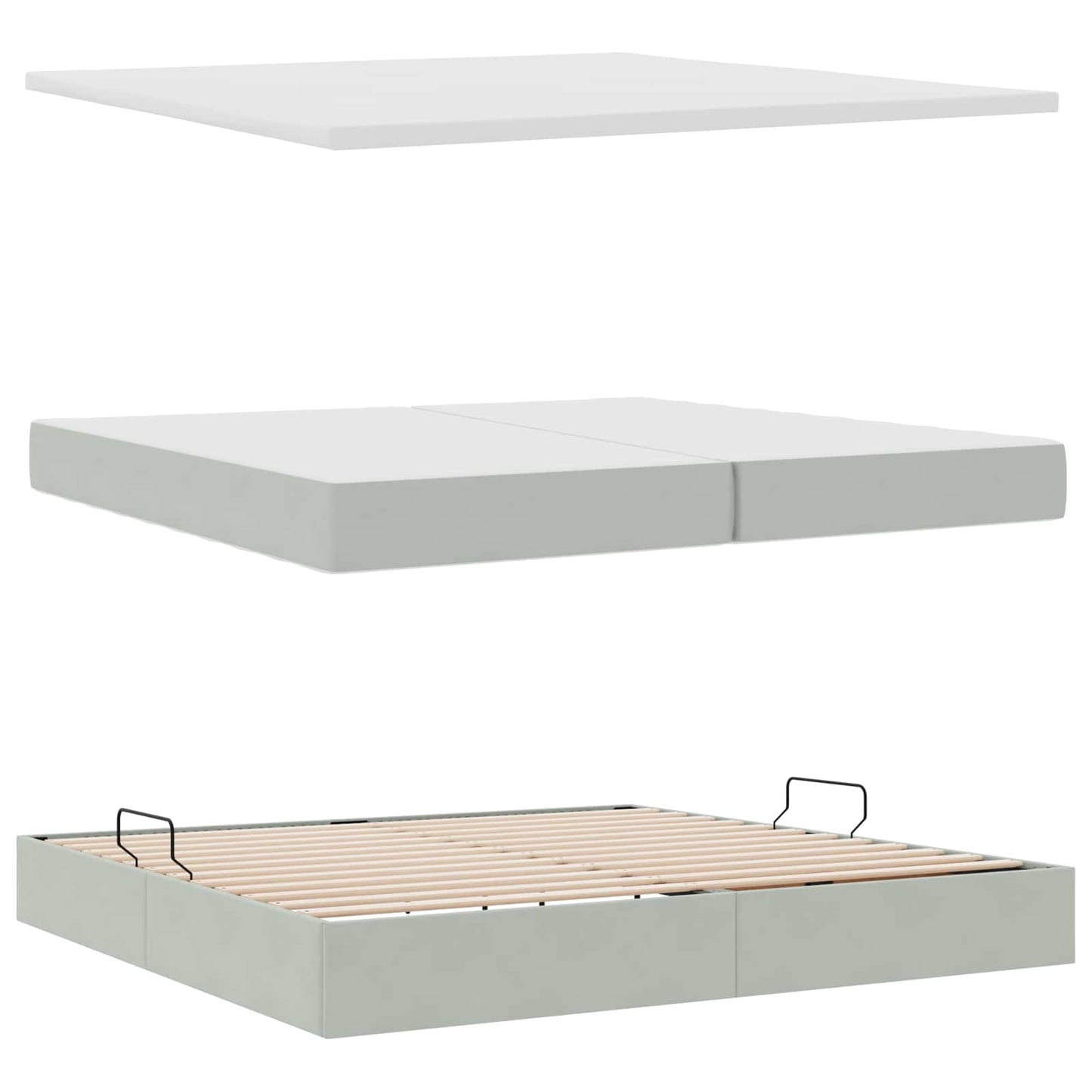 Letto con contenitore e materasso Grigio chiaro 200 x 200 cm | homemem39