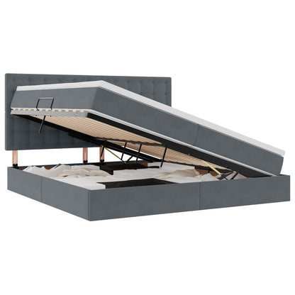 Letto con contenitore e materasso Grigio scuro 200 x 200 cm | homemem39