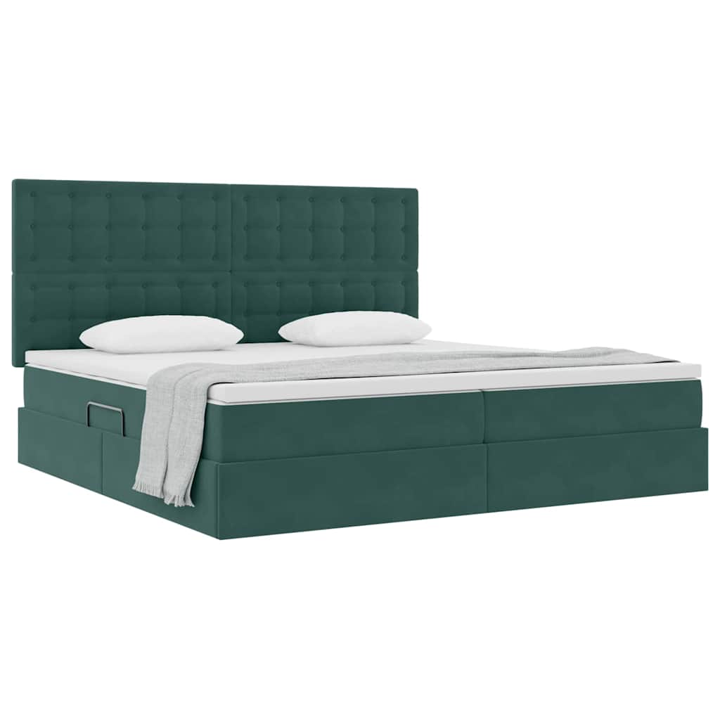 Letto con contenitore e materasso Verde Scuro 200 x 200 cm | homemem39