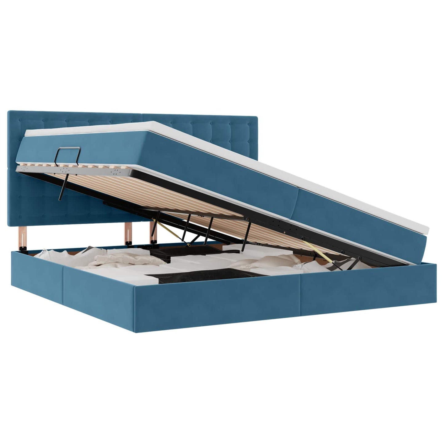 Letto con contenitore e materasso Blu Scuro 200 x 200 cm | homemem39