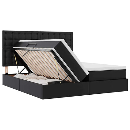 Letto con contenitore e materasso Nero 200 x 200 cm | homemem39