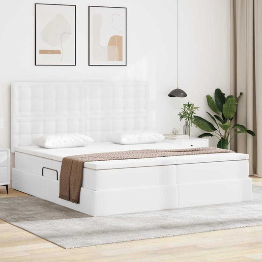 Letto con contenitore e materasso Bianco Puro 200 x 200 cm | homemem39