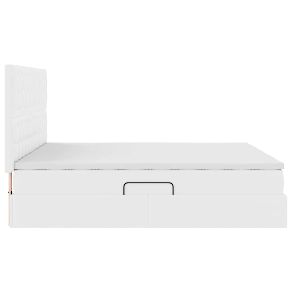 Letto con contenitore e materasso Bianco Puro 200 x 200 cm | homemem39