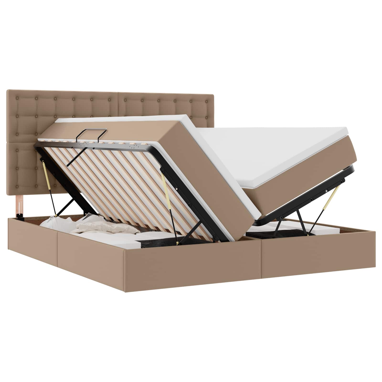 Letto con contenitore e materasso Cappuccino 200 x 200 cm | homemem39