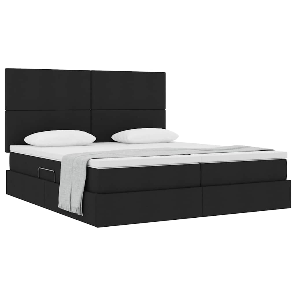 Letto con Contenitore con testiera Nero 180 x 200 cm Tessuto | homemem39