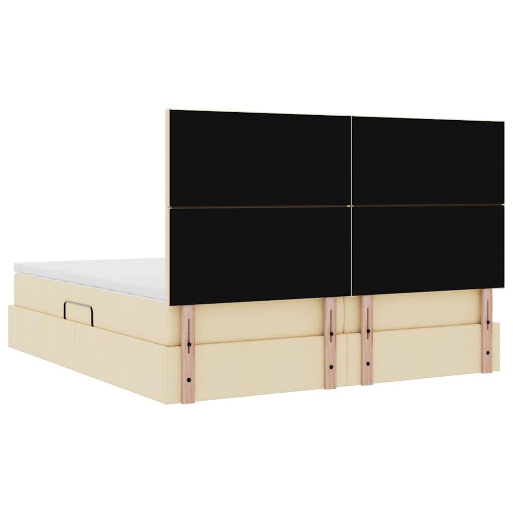 Letto con Contenitore con testiera Crema 180 x 200 cm Tessuto | homemem39