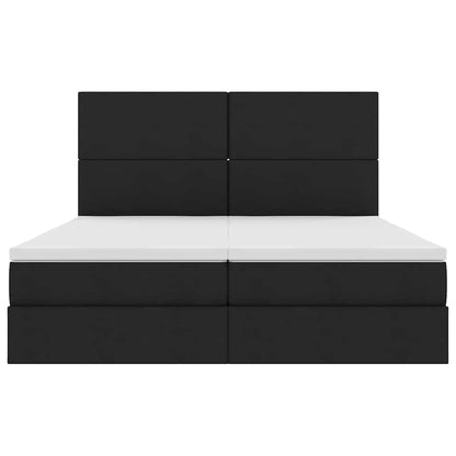 Letto con Contenitore con testiera Nero 200 x 200 cm Tessuto | homemem39