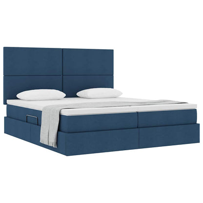 Letto con Contenitore con testiera Blu 200 x 200 cm Tessuto | homemem39