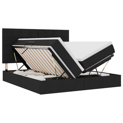 Letto con Contenitore con testiera Nero 180 x 200 cm Tessuto | homemem39