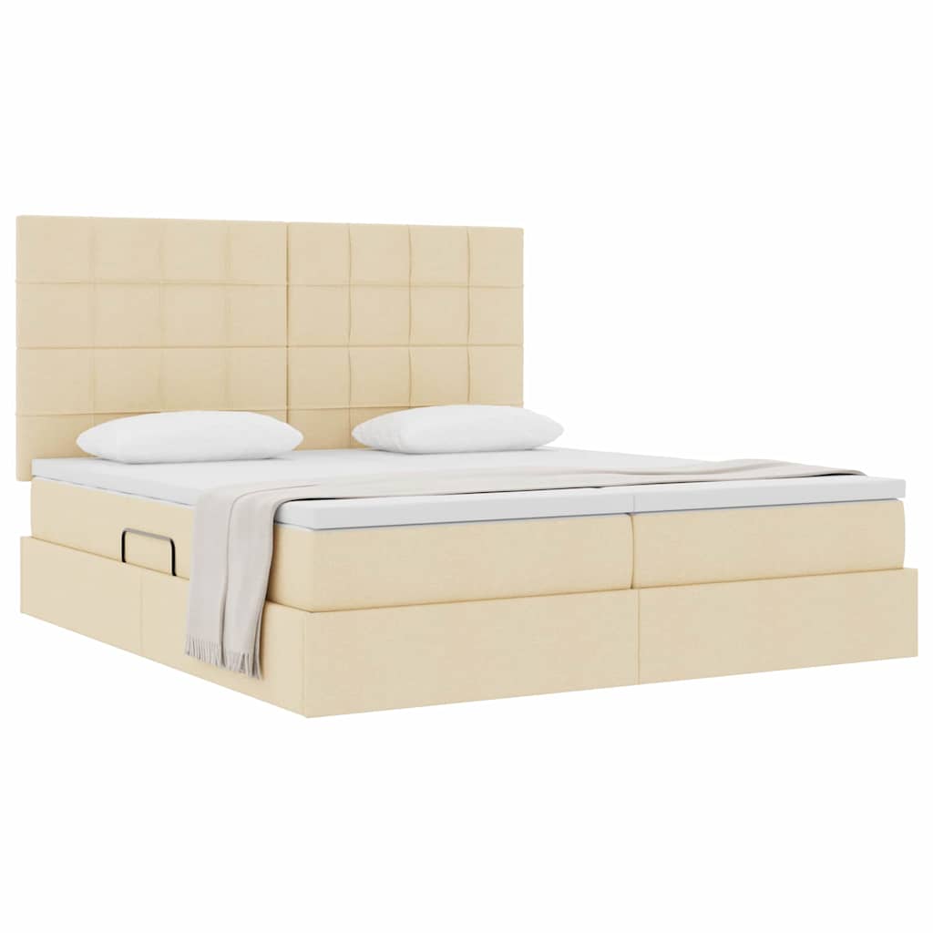 Letto con Contenitore con testiera Crema 180 x 200 cm Tessuto | homemem39