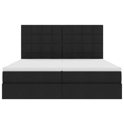 Letto con Contenitore con testiera Nero 200 x 200 cm Tessuto | homemem39