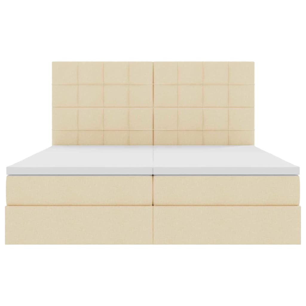 Letto con Contenitore con testiera Crema 200 x 200 cm Tessuto | homemem39