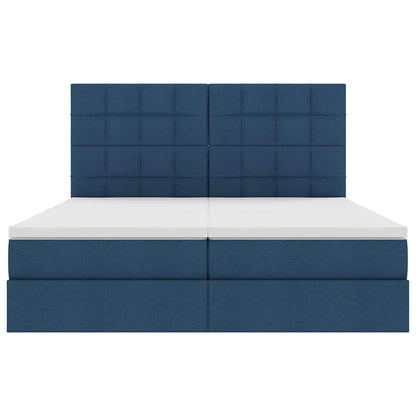 Letto con Contenitore con testiera Blu 200 x 200 cm Tessuto | homemem39