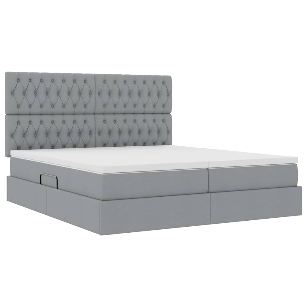 Letto con Contenitore Grigio Chiaro 200 x 200 cm Tessuto | homemem39