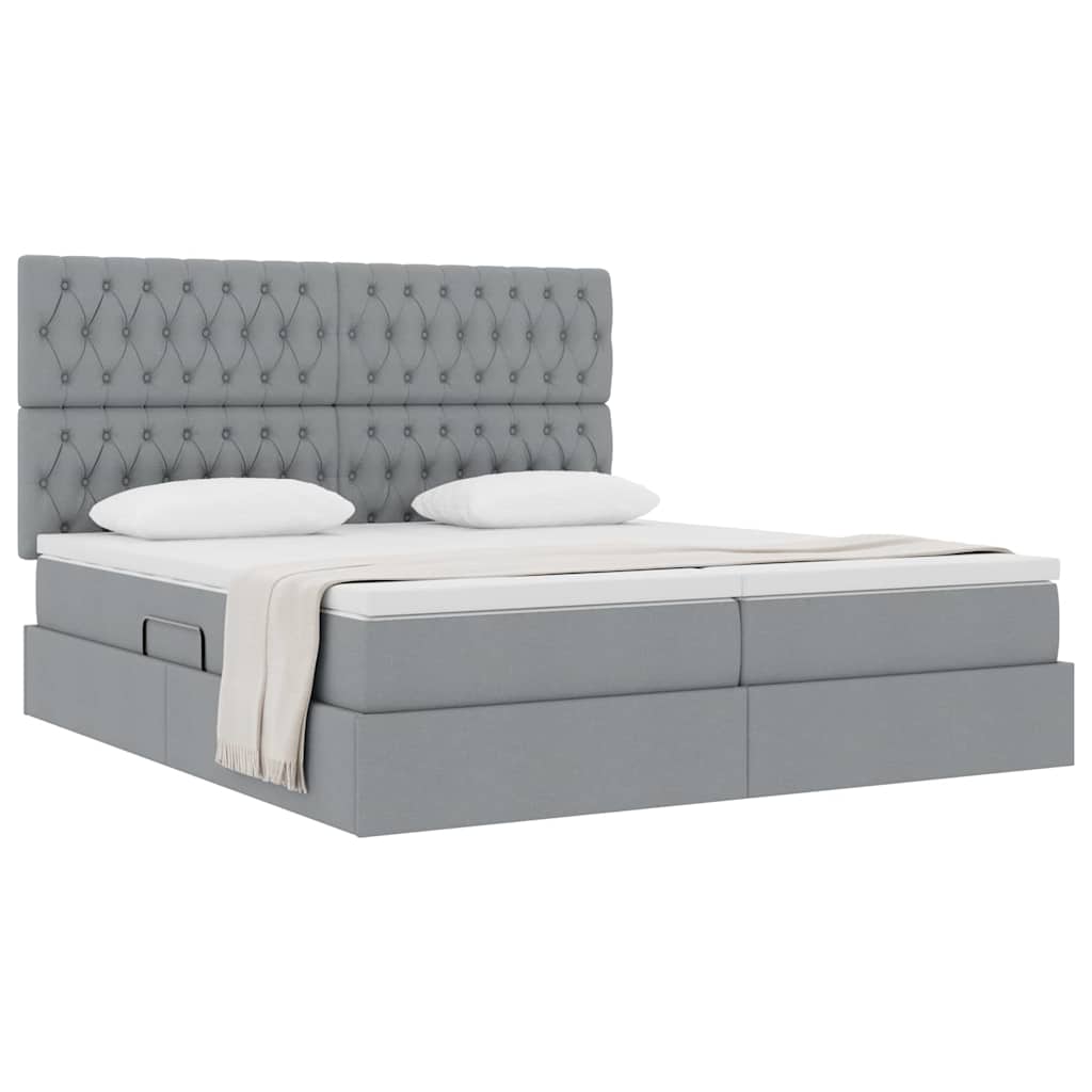 Letto con Contenitore Grigio Chiaro 200 x 200 cm Tessuto | homemem39