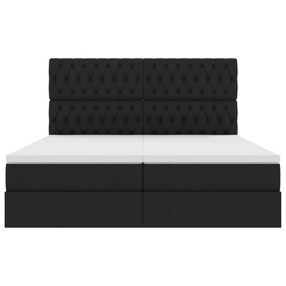 Letto con Contenitore con testiera Nero 200 x 200 cm Tessuto | homemem39