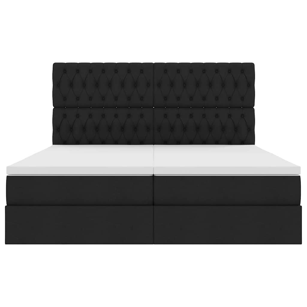 Letto con Contenitore con testiera Nero 200 x 200 cm Tessuto | homemem39