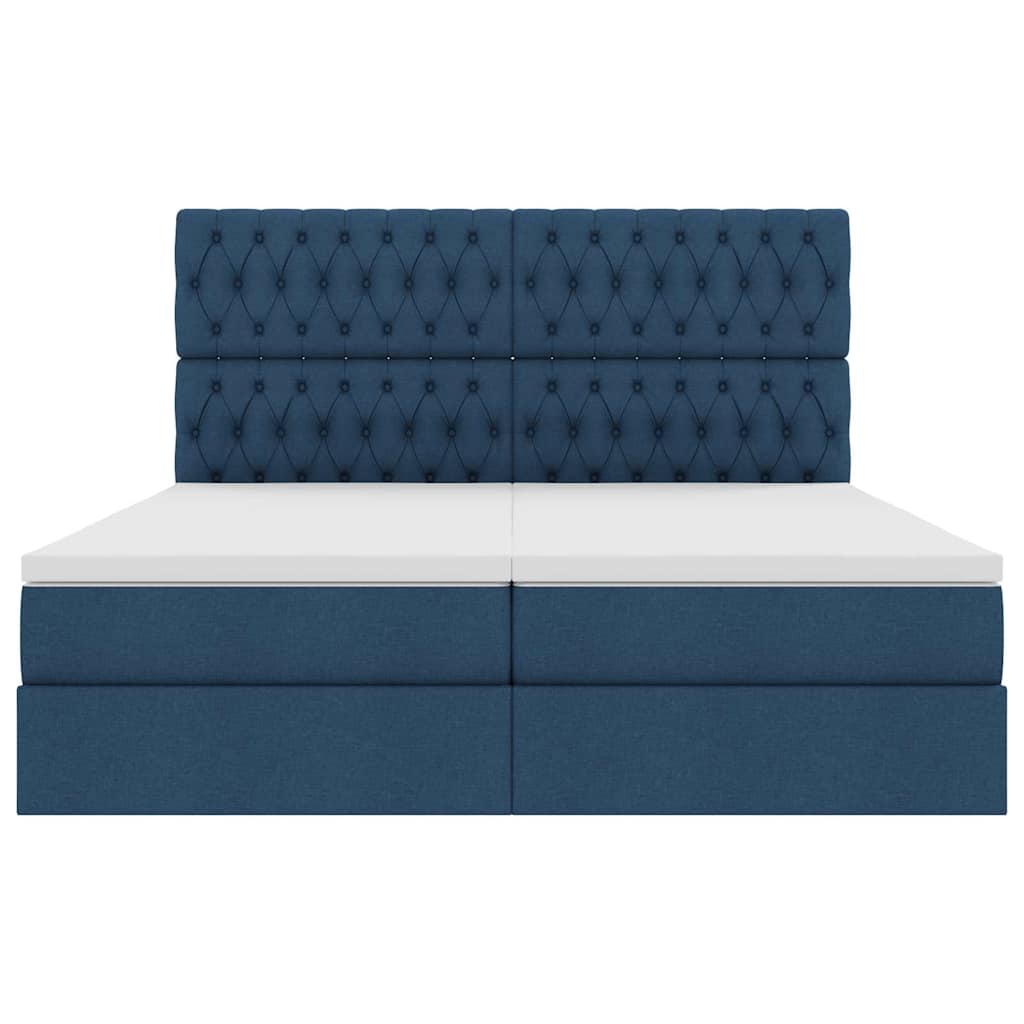 Letto con Contenitore con testiera Blu 200 x 200 cm Tessuto | homemem39