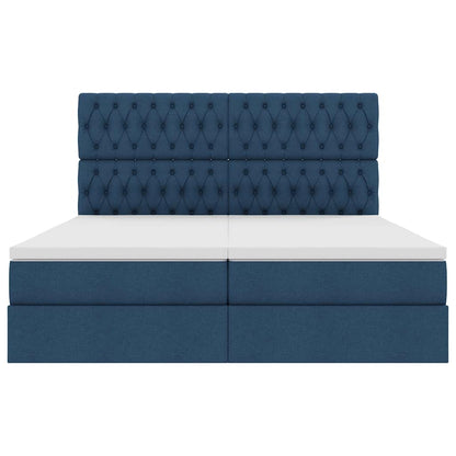 Letto con Contenitore con testiera Blu 200 x 200 cm Tessuto | homemem39
