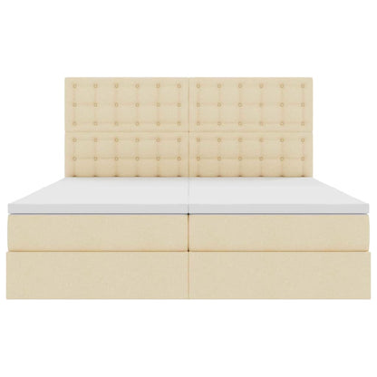 Letto con Contenitore con testiera Crema 180 x 200 cm Tessuto | homemem39