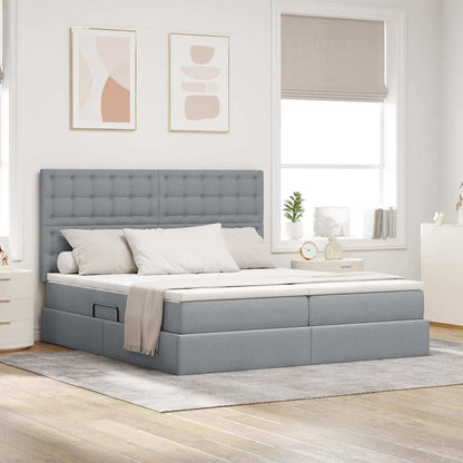 Letto con Contenitore Grigio Chiaro 200 x 200 cm Tessuto | homemem39