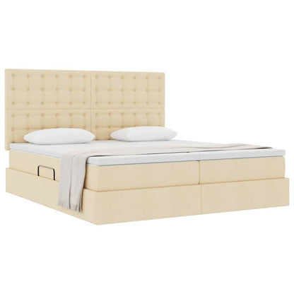 Letto con Contenitore con testiera Crema 200 x 200 cm Tessuto | homemem39