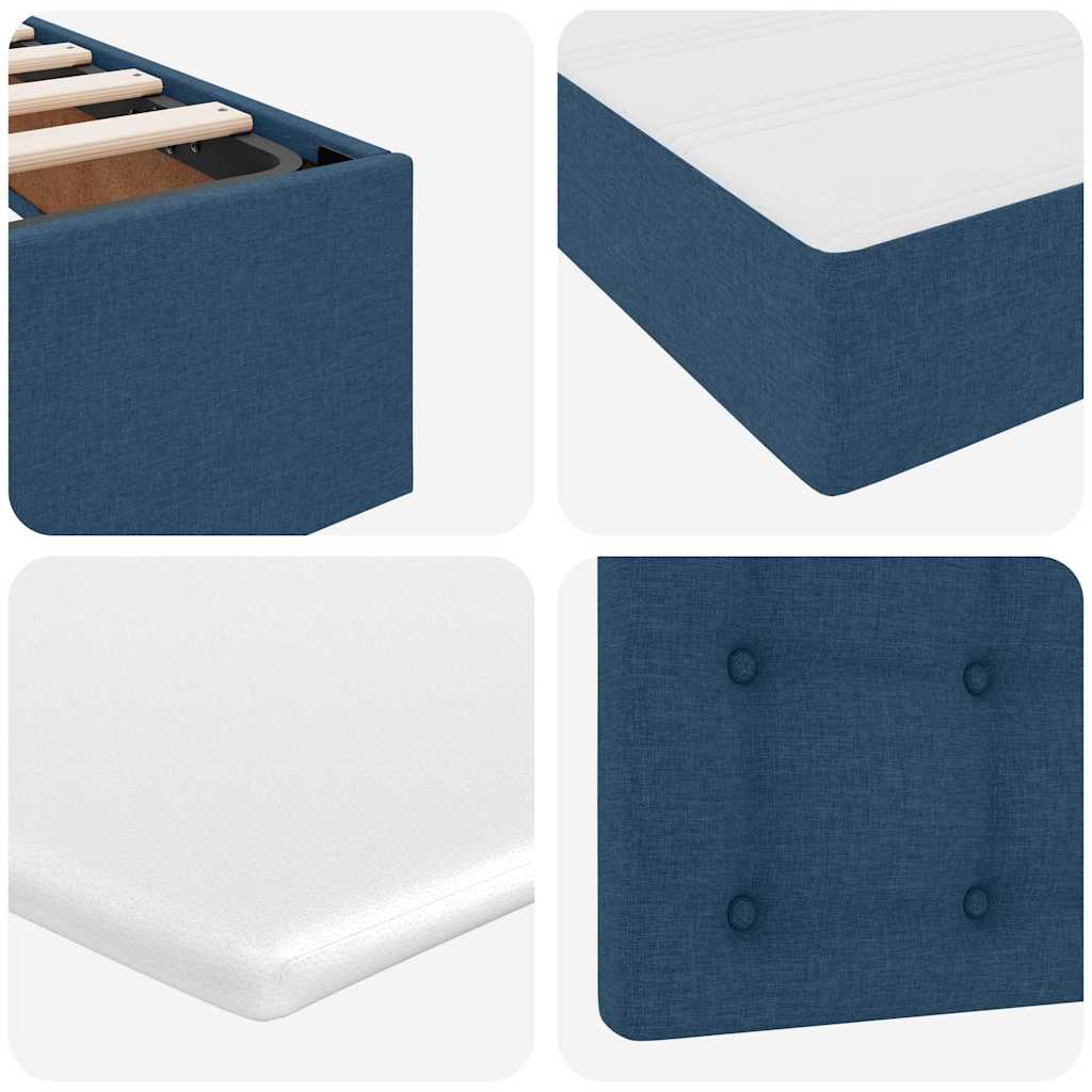Letto con Contenitore con testiera Blu 200 x 200 cm Tessuto | homemem39