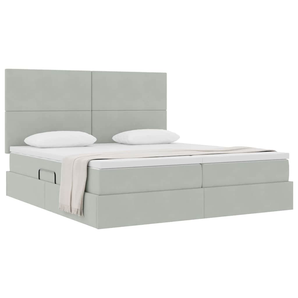 Letto con Contenitore Grigio chiaro 180 x 200 cm Velluto | homemem39