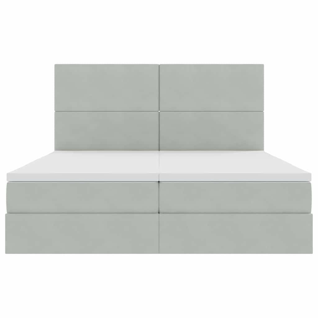 Letto con Contenitore Grigio chiaro 200 x 200 cm Velluto | homemem39