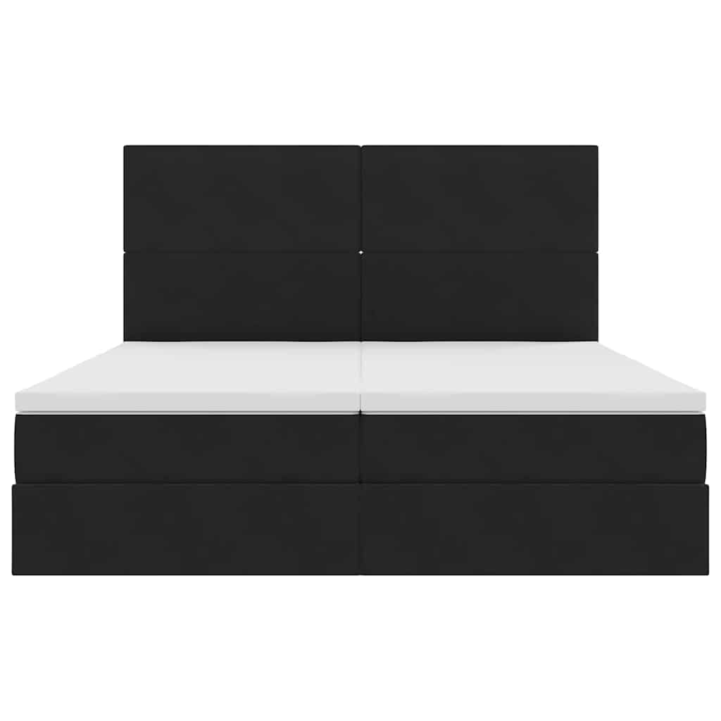 Letto con Contenitore con testiera Nero 200 x 200 cm Velluto | homemem39