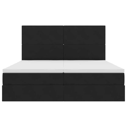 Letto con Contenitore con testiera Nero 200 x 200 cm Velluto | homemem39