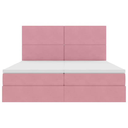 Letto con Contenitore con testiera Rosa 200 x 200 cm Velluto | homemem39