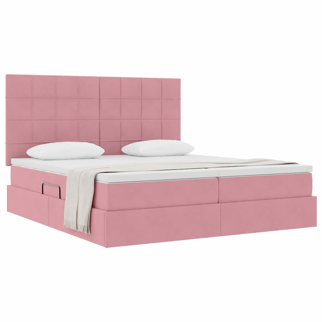 Letto con Contenitore con testiera Rosa 180 x 200 cm Velluto | homemem39