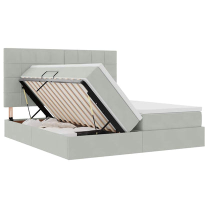 Letto con Contenitore Grigio chiaro 200 x 200 cm Velluto | homemem39