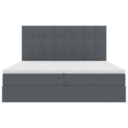 Letto con Contenitore Grigio scuro 200 x 200 cm Velluto | homemem39