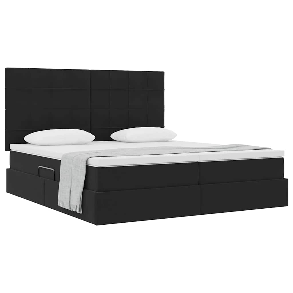 Letto con Contenitore con testiera Nero 200 x 200 cm Velluto | homemem39