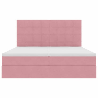 Letto con Contenitore con testiera Rosa 200 x 200 cm Velluto | homemem39