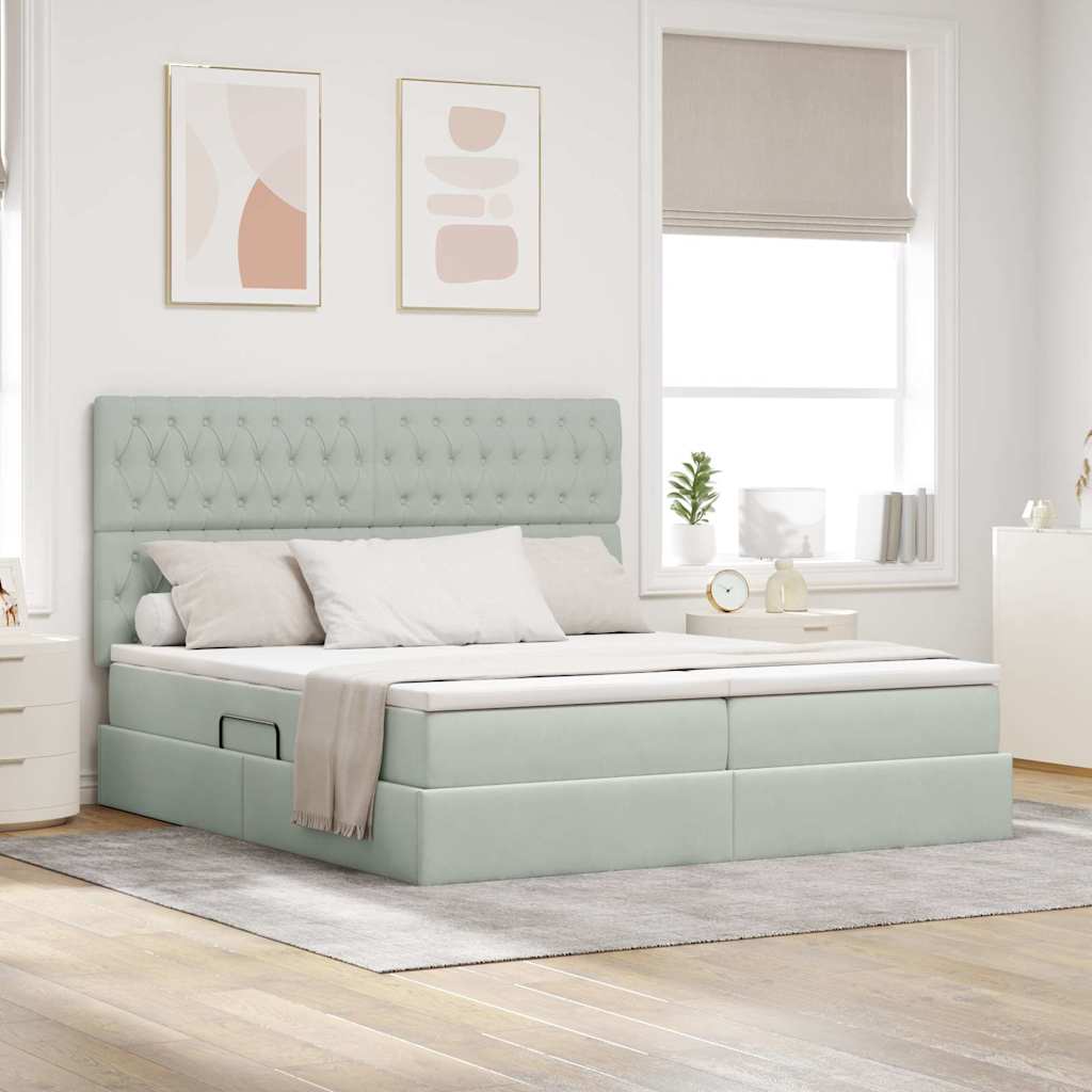 Letto con Contenitore Grigio chiaro 180 x 200 cm Velluto | homemem39