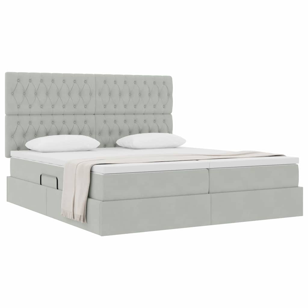 Letto con Contenitore Grigio chiaro 180 x 200 cm Velluto | homemem39