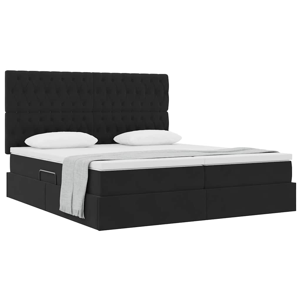 Letto con Contenitore con testiera Nero 180 x 200 cm Velluto | homemem39