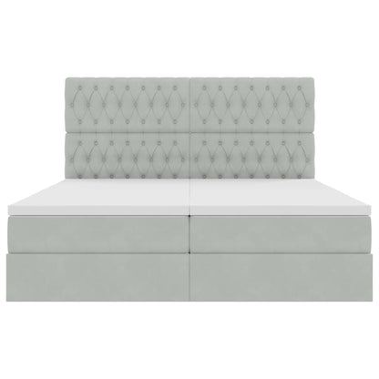 Letto con Contenitore Grigio chiaro 200 x 200 cm Velluto | homemem39