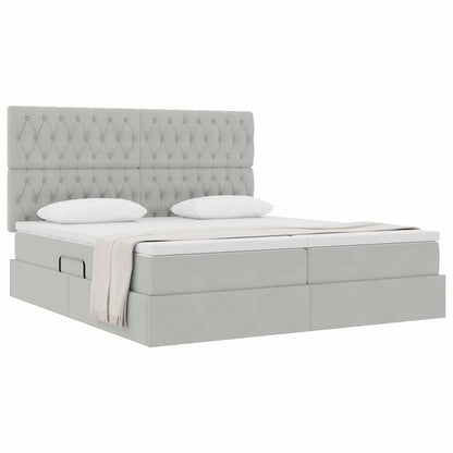 Letto con Contenitore Grigio chiaro 200 x 200 cm Velluto | homemem39