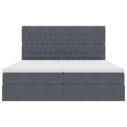 Letto con Contenitore Grigio scuro 200 x 200 cm Velluto | homemem39