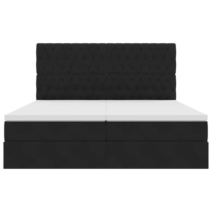 Letto con Contenitore con testiera Nero 200 x 200 cm Velluto | homemem39