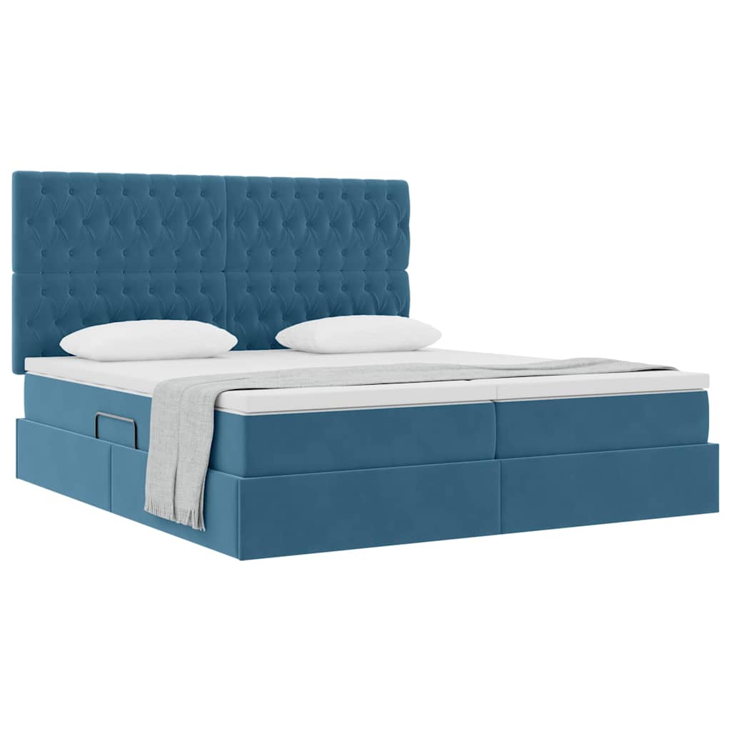 Letto con Contenitore Blu Scuro 200 x 200 cm Velluto | homemem39
