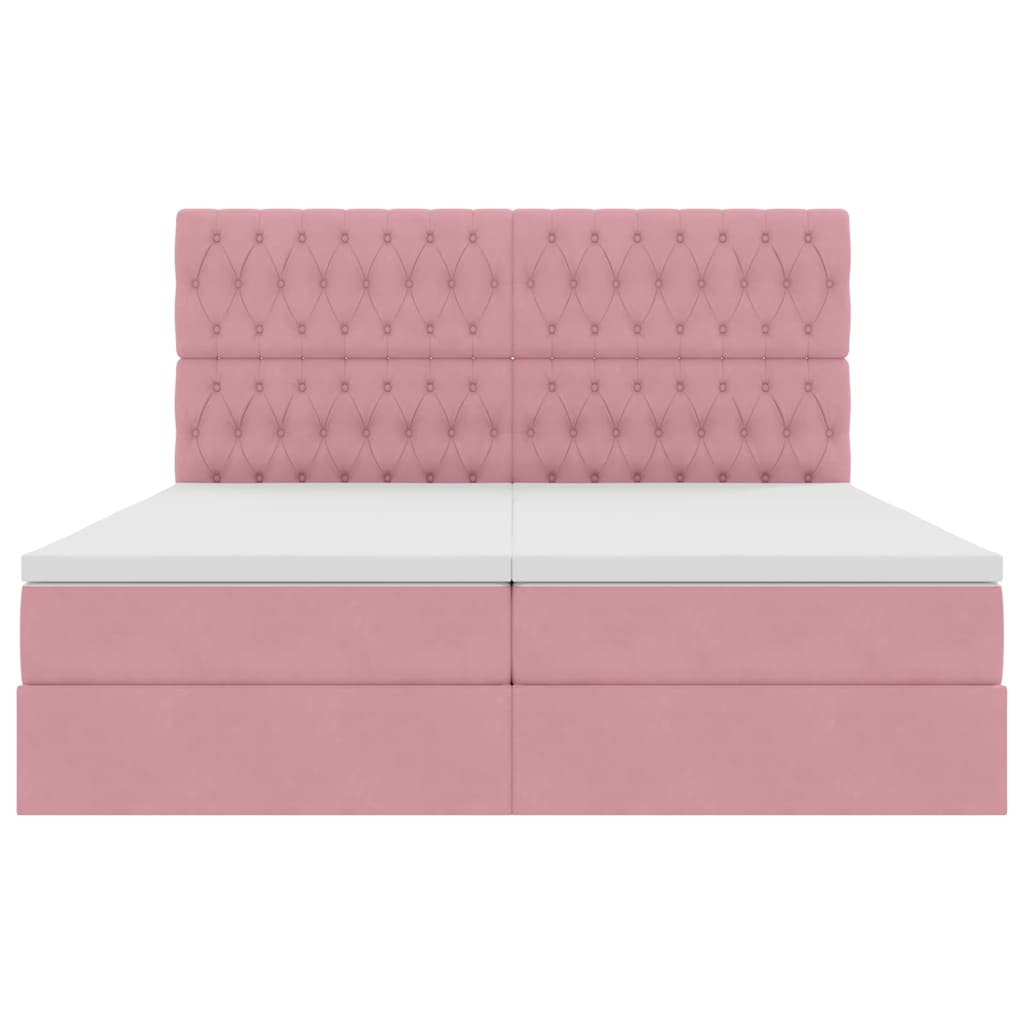 Letto con Contenitore con testiera Rosa 200 x 200 cm Velluto | homemem39