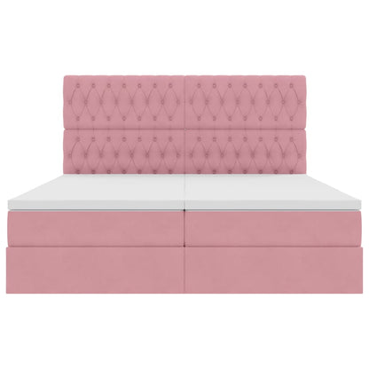 Letto con Contenitore con testiera Rosa 200 x 200 cm Velluto | homemem39