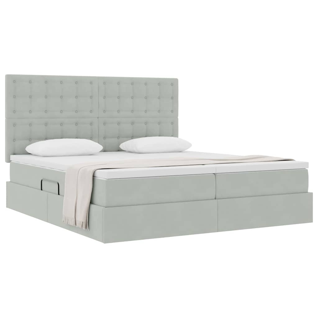 Letto con Contenitore Grigio chiaro 180 x 200 cm Velluto | homemem39
